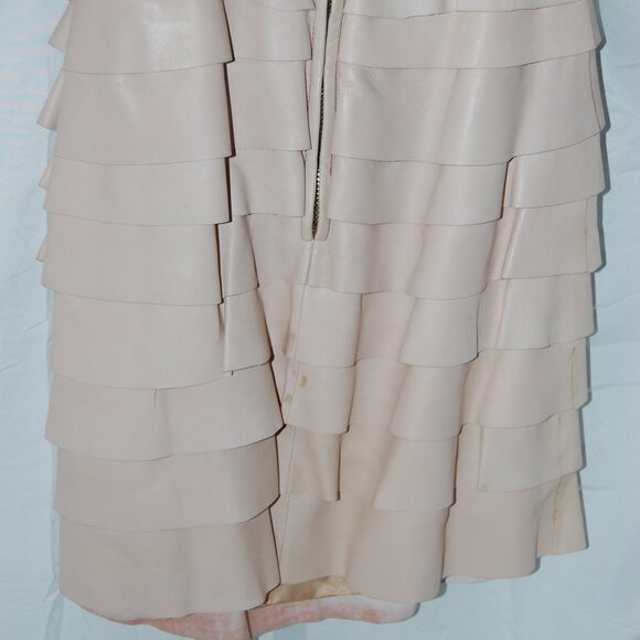Valentino ❤️ RUNWAY Light Pink Nude Real Leather 3D floral Flower Dress Size 2 - Picture 12 of 15